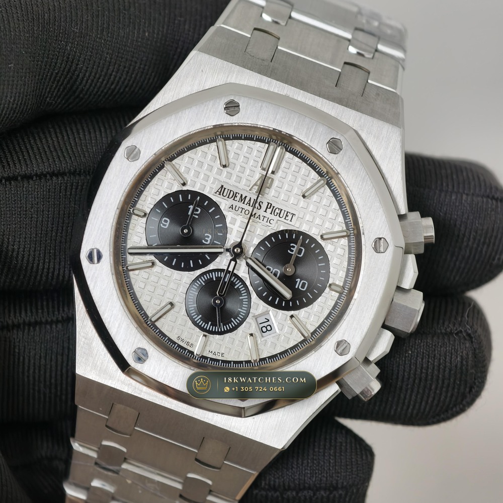 Audemars Piguet Royal Oak Selfwinding Chronograph 41mm Cal. FP1185 Ref. 26331ST.OO.1220ST.01 — Studio Gallery Plate III in 904L Stainless Steel Custom Architecture (180.8g Verified Mass, Audemars Piguet Cal. 2385 Column-Wheel Chronograph)