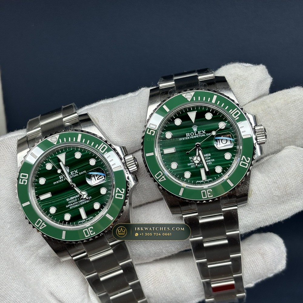 Rolex Submariner Date 40mm Custom Malachite Stone Dial Ref. 116610LV — Studio Gallery Plate II in 904L Stainless Steel Custom Architecture (156.8g Verified Mass, Rolex Manufacture Cal. 3135)
