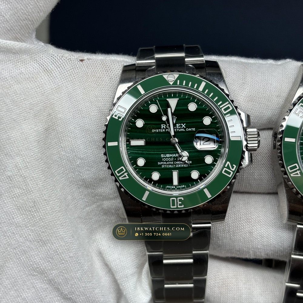 Rolex Submariner Date 40mm Custom Malachite Stone Dial Ref. 116610LV — Studio Gallery Plate III in 904L Stainless Steel Custom Architecture (156.8g Verified Mass, Rolex Manufacture Cal. 3135)