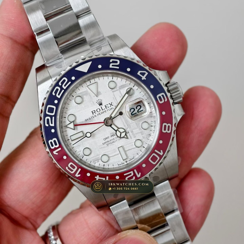 Rolex GMT-Master II Pepsi Gibeon Meteorite Dial 18K White Gold Ref. 126719BLRO — Studio Gallery Plate II in 18K White Gold Au750 (225.3g Verified Mass, Rolex Manufacture Cal. 3285 - 70h Power Reserve)