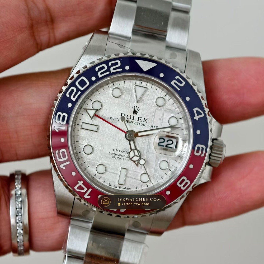 Rolex GMT-Master II Pepsi Gibeon Meteorite Dial 18K White Gold Ref. 126719BLRO — Studio Gallery Plate III in 18K White Gold Au750 (225.3g Verified Mass, Rolex Manufacture Cal. 3285 - 70h Power Reserve)