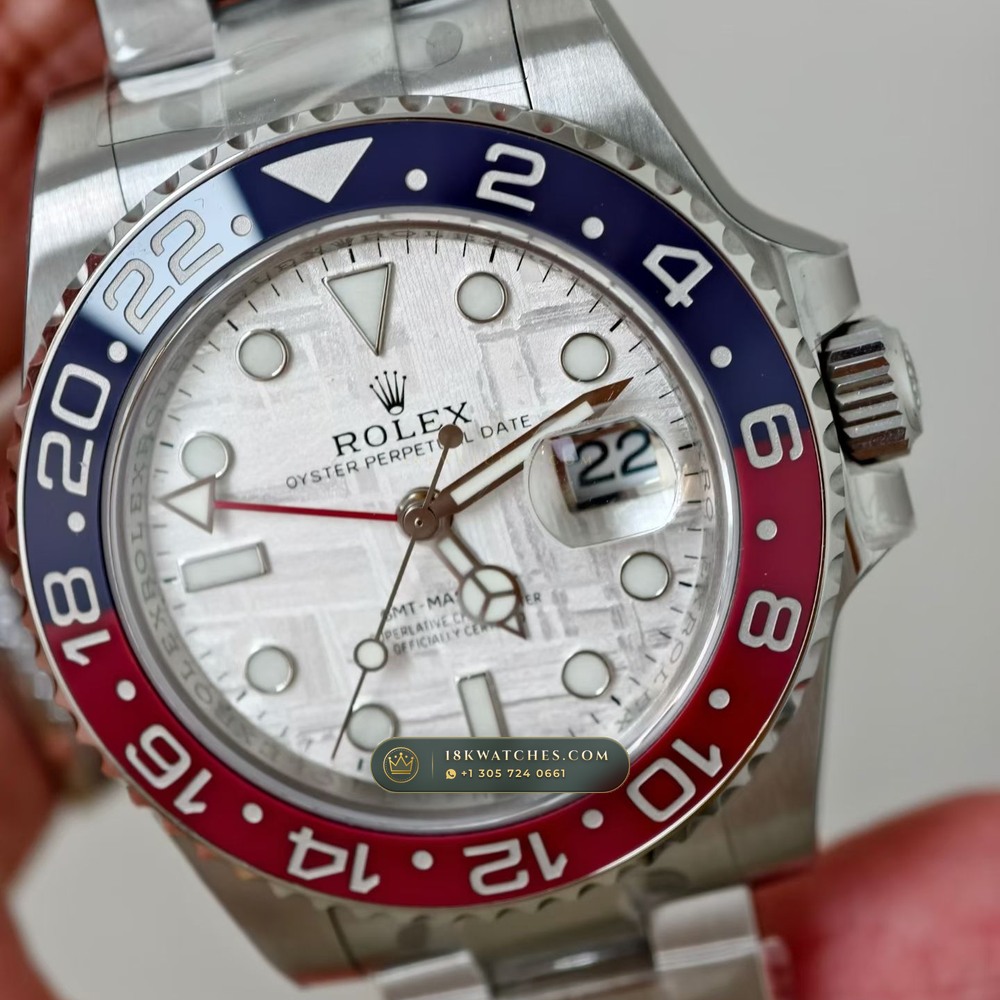 Rolex GMT-Master II Pepsi Gibeon Meteorite Dial 18K White Gold Ref. 126719BLRO — Studio Gallery Plate IV in 18K White Gold Au750 (225.3g Verified Mass, Rolex Manufacture Cal. 3285 - 70h Power Reserve)