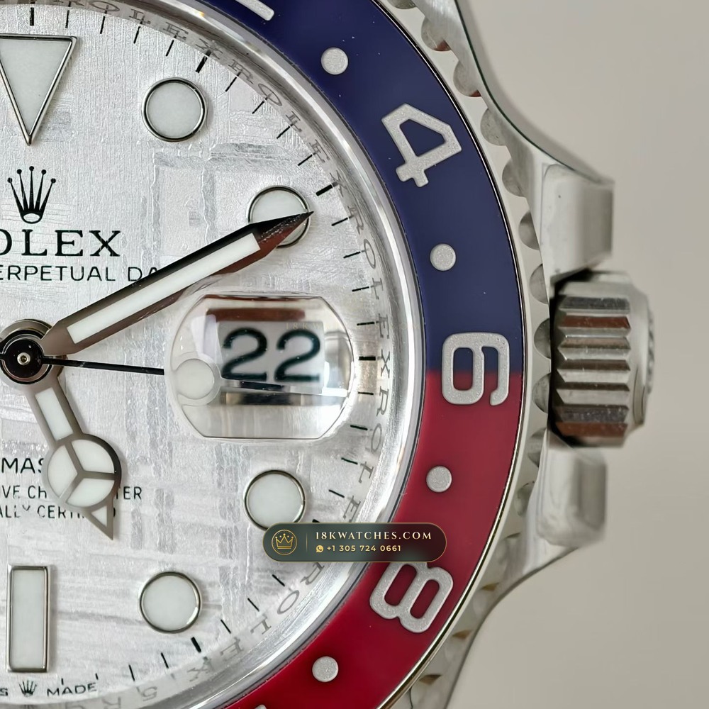 Rolex GMT-Master II Pepsi Gibeon Meteorite Dial 18K White Gold Ref. 126719BLRO — Studio Gallery Plate V in 18K White Gold Au750 (225.3g Verified Mass, Rolex Manufacture Cal. 3285 - 70h Power Reserve)