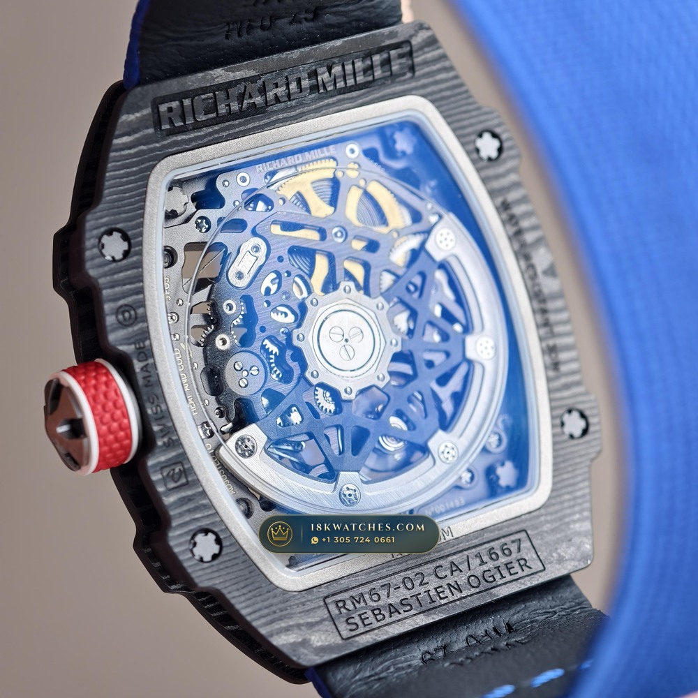 Richard Mille RM 67-02 Automatic Extra-Flat Sebastien Ogier Carbon TPT Geneva Atelier Spec — Studio Gallery Plate VII in Carbon TPT & Grade 5 Titanium (33.6g Verified Mass, Richard Mille Cal. CRMA7 Skeletonized Titanium)