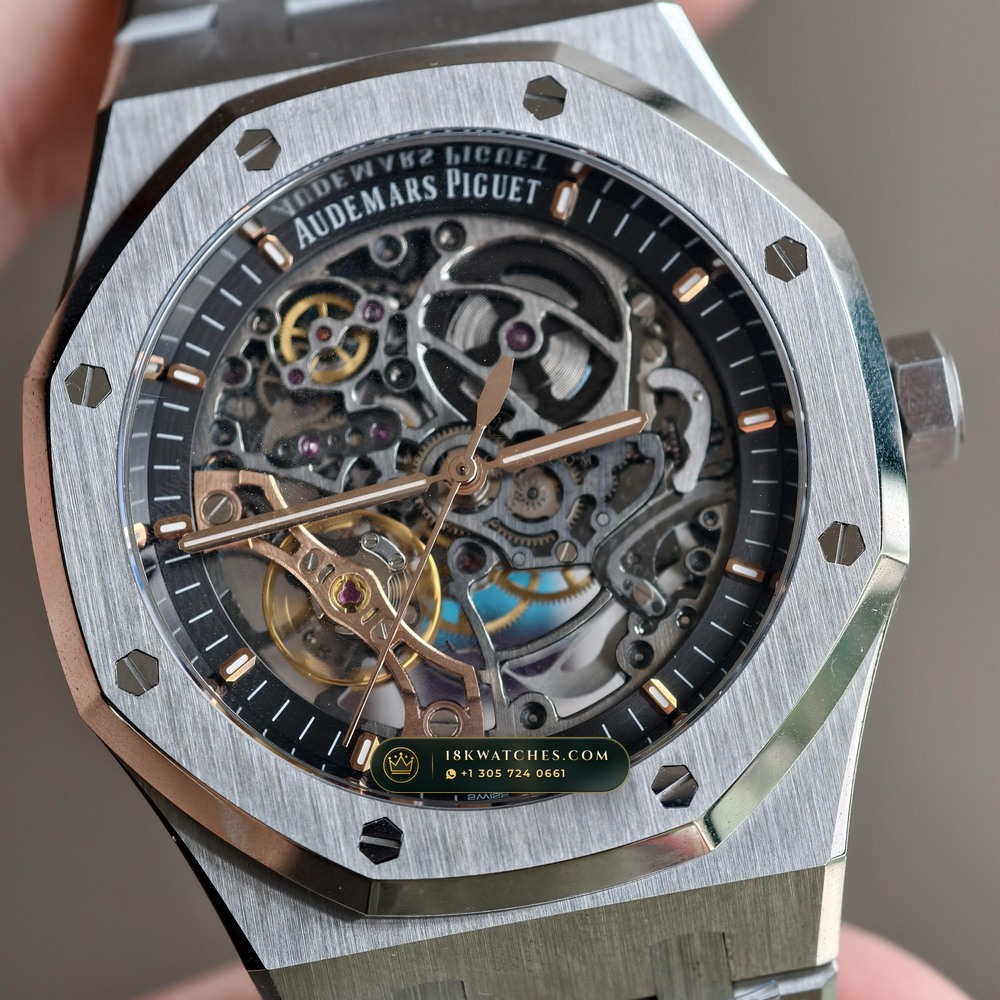 Audemars Piguet Royal Oak Double Balance Wheel Openworked 41mm 5-Axis CNC Case Ref. 15407ST.OO.1220ST.01 — Studio Gallery Plate IV in 904L Stainless Steel Custom Architecture (162.0g Verified Mass, Audemars Piguet Cal. 3132 Dual-Balance Openworked)