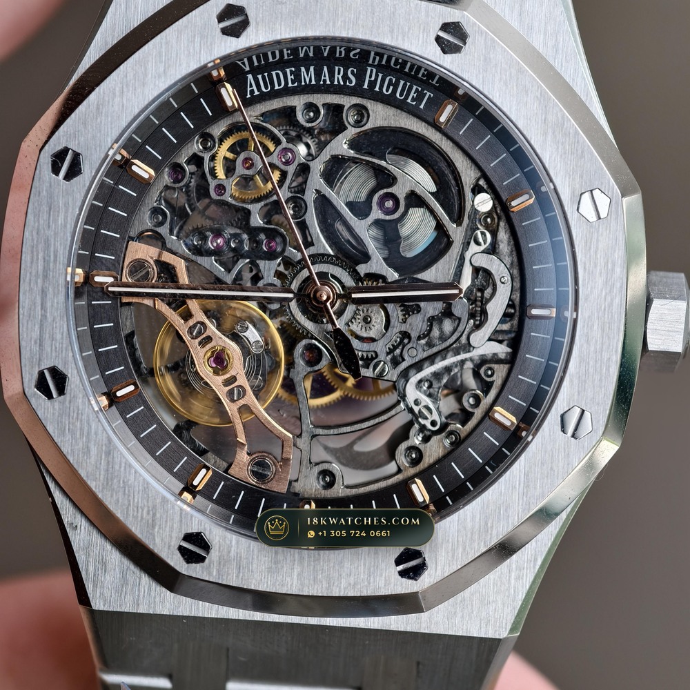 Audemars Piguet Royal Oak Double Balance Wheel Openworked 41mm 5-Axis CNC Case Ref. 15407ST.OO.1220ST.01 — Studio Gallery Plate V in 904L Stainless Steel Custom Architecture (162.0g Verified Mass, Audemars Piguet Cal. 3132 Dual-Balance Openworked)