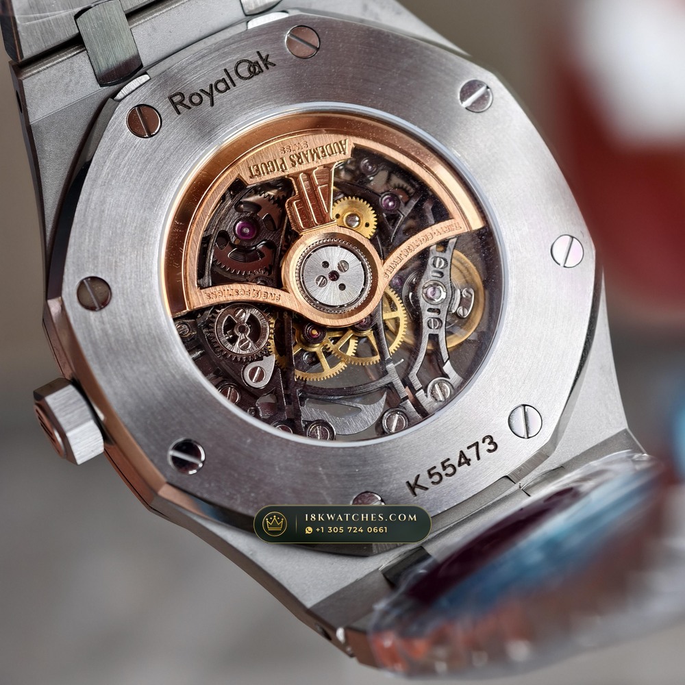 Audemars Piguet Royal Oak Double Balance Wheel Openworked 41mm 5-Axis CNC Case Ref. 15407ST.OO.1220ST.01 — Studio Gallery Plate VIII in 904L Stainless Steel Custom Architecture (162.0g Verified Mass, Audemars Piguet Cal. 3132 Dual-Balance Openworked)