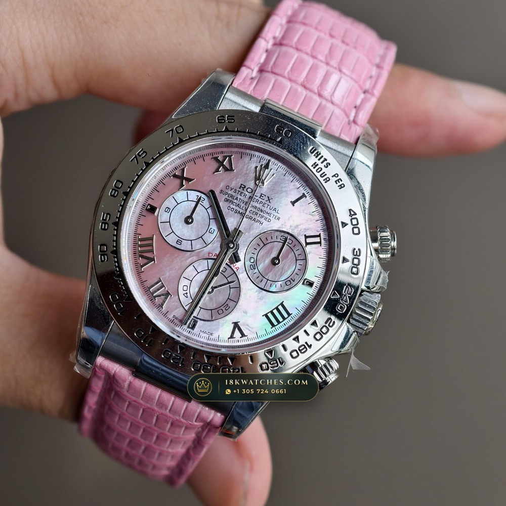 Rolex Cosmograph Daytona Beach Turquoise Blue Mother-of-Pearl 18K White Gold Ref. 116519 — Studio Gallery Plate III in 18K White Gold Au750 (138.7g Verified Mass, Rolex Manufacture Cal. 4130 - 72h Power Reserve)