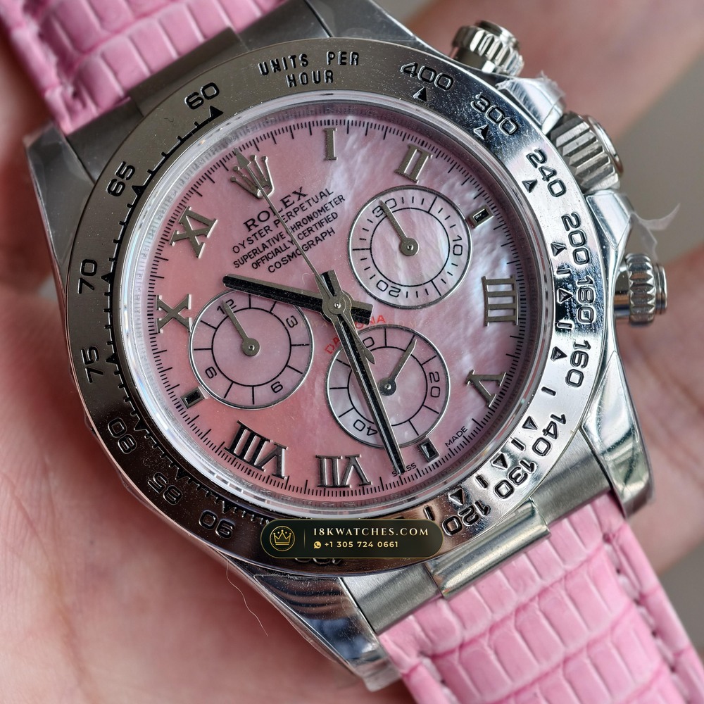 Rolex Cosmograph Daytona Beach Turquoise Blue Mother-of-Pearl 18K White Gold Ref. 116519 — Studio Gallery Plate IV in 18K White Gold Au750 (138.7g Verified Mass, Rolex Manufacture Cal. 4130 - 72h Power Reserve)