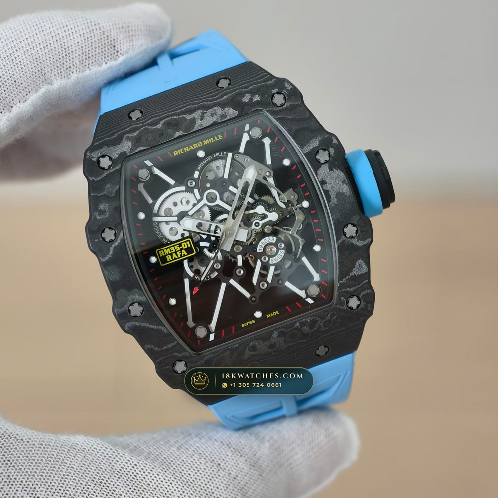 Richard Mille RM 35-01 Rafael Nadal Manual Winding — Studio Gallery Plate II in Carbon TPT & Grade 5 Titanium (50.6g Verified Mass, Richard Mille Cal. RMUL3 Grade 5 Titanium Skeleton)
