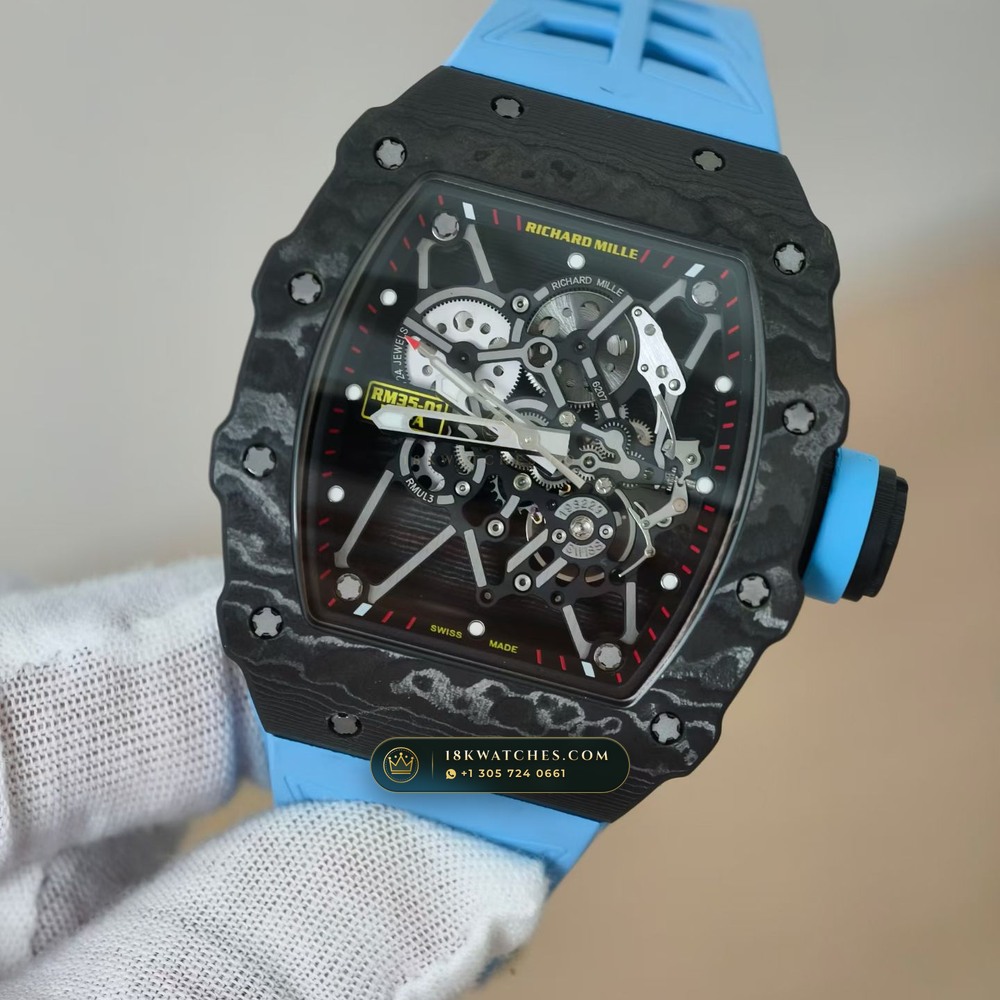Richard Mille RM 35-01 Rafael Nadal Manual Winding — Studio Gallery Plate III in Carbon TPT & Grade 5 Titanium (50.6g Verified Mass, Richard Mille Cal. RMUL3 Grade 5 Titanium Skeleton)