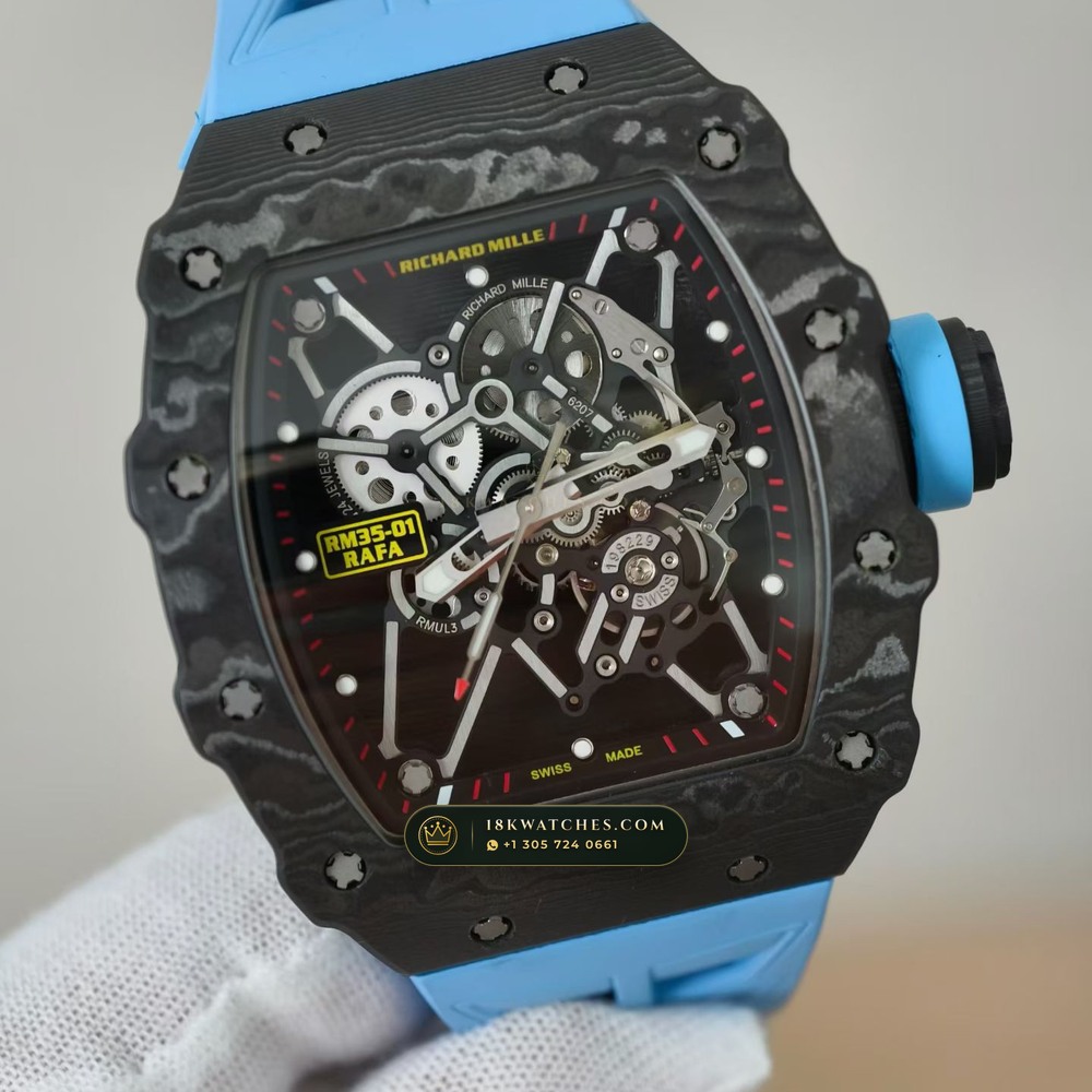 Richard Mille RM 35-01 Rafael Nadal Manual Winding — Studio Gallery Plate IV in Carbon TPT & Grade 5 Titanium (50.6g Verified Mass, Richard Mille Cal. RMUL3 Grade 5 Titanium Skeleton)