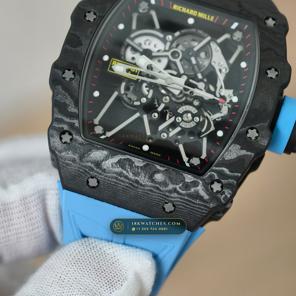 Richard Mille RM 35-01 Rafael Nadal Manual Winding — Studio Gallery Plate V in Carbon TPT & Grade 5 Titanium (50.6g Verified Mass, Richard Mille Cal. RMUL3 Grade 5 Titanium Skeleton)