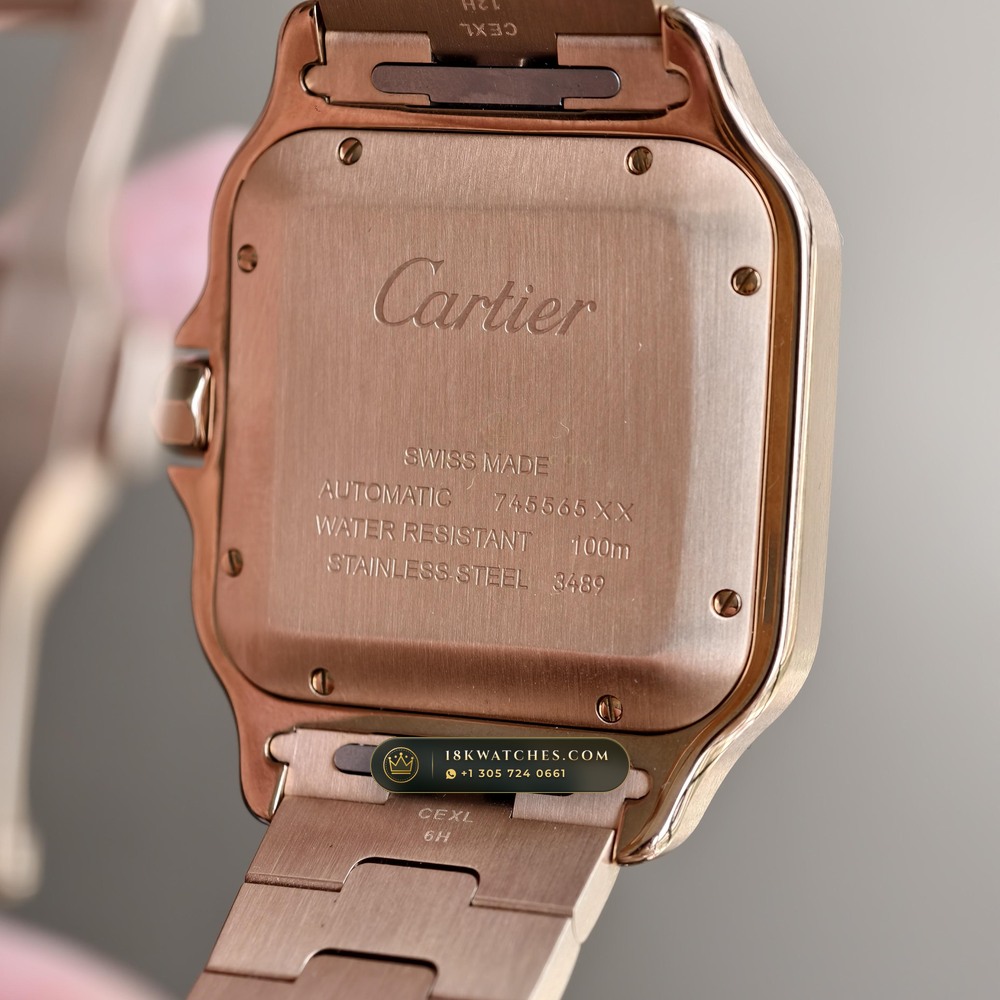 Cartier Santos de Cartier Large Full 18K Rose Gold Ref. WGSA0028 — Studio Gallery Plate VI in 18K Rose Gold Au750 (178.1g Verified Mass, Cartier Manufacture Cal. 1847 MC / Skeleton Cal. 9611 MC)