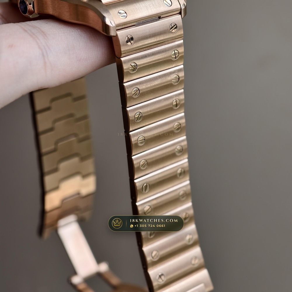 Cartier Santos de Cartier Large Full 18K Rose Gold Ref. WGSA0028 — Studio Gallery Plate VIII in 18K Rose Gold Au750 (178.1g Verified Mass, Cartier Manufacture Cal. 1847 MC / Skeleton Cal. 9611 MC)