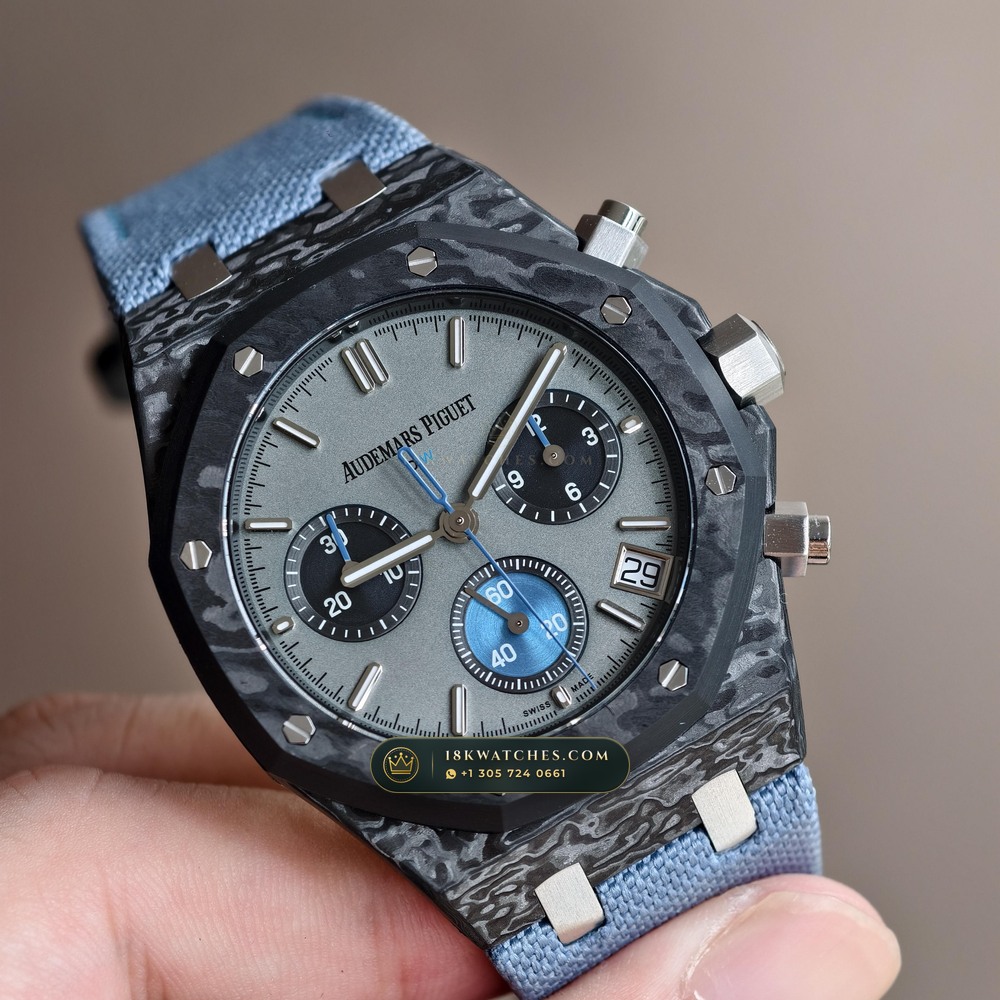 Audemars Piguet Royal Oak Selfwinding Chronograph 41mm DiW Carbon Racer Edition Ref. 26240 — Studio Gallery Plate II in Forged Carbon TPT & Titanium (66.0g Verified Mass, Audemars Piguet Cal. 4401 Flyback Chronograph)