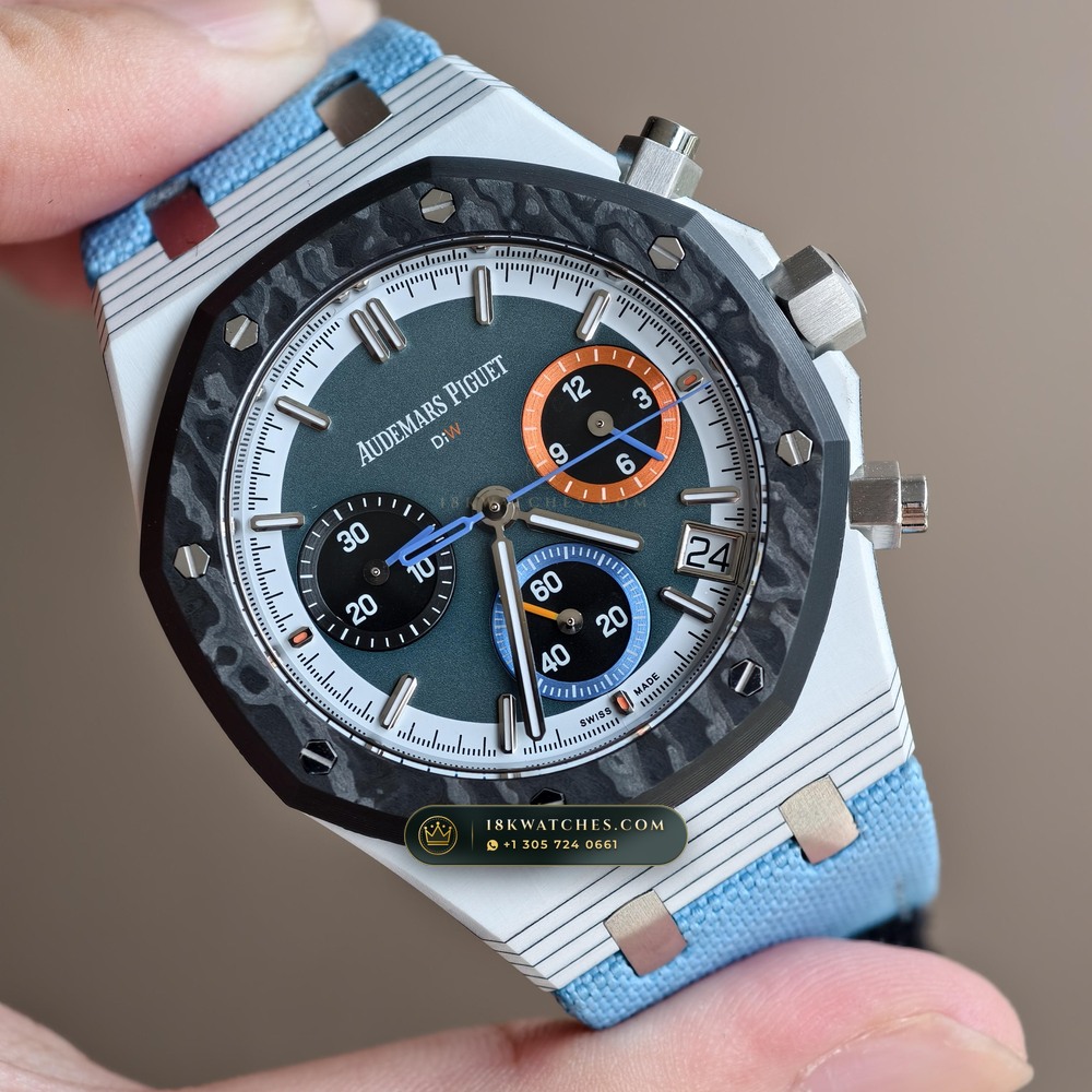 Audemars Piguet Royal Oak Selfwinding Chronograph 41mm DiW Carbon Racer Edition 5-Axis CNC Case Ref. 26240 — Studio Gallery Plate II in Forged Carbon TPT & Titanium (65.9g Verified Mass, Audemars Piguet Cal. 4401 Flyback Chronograph)