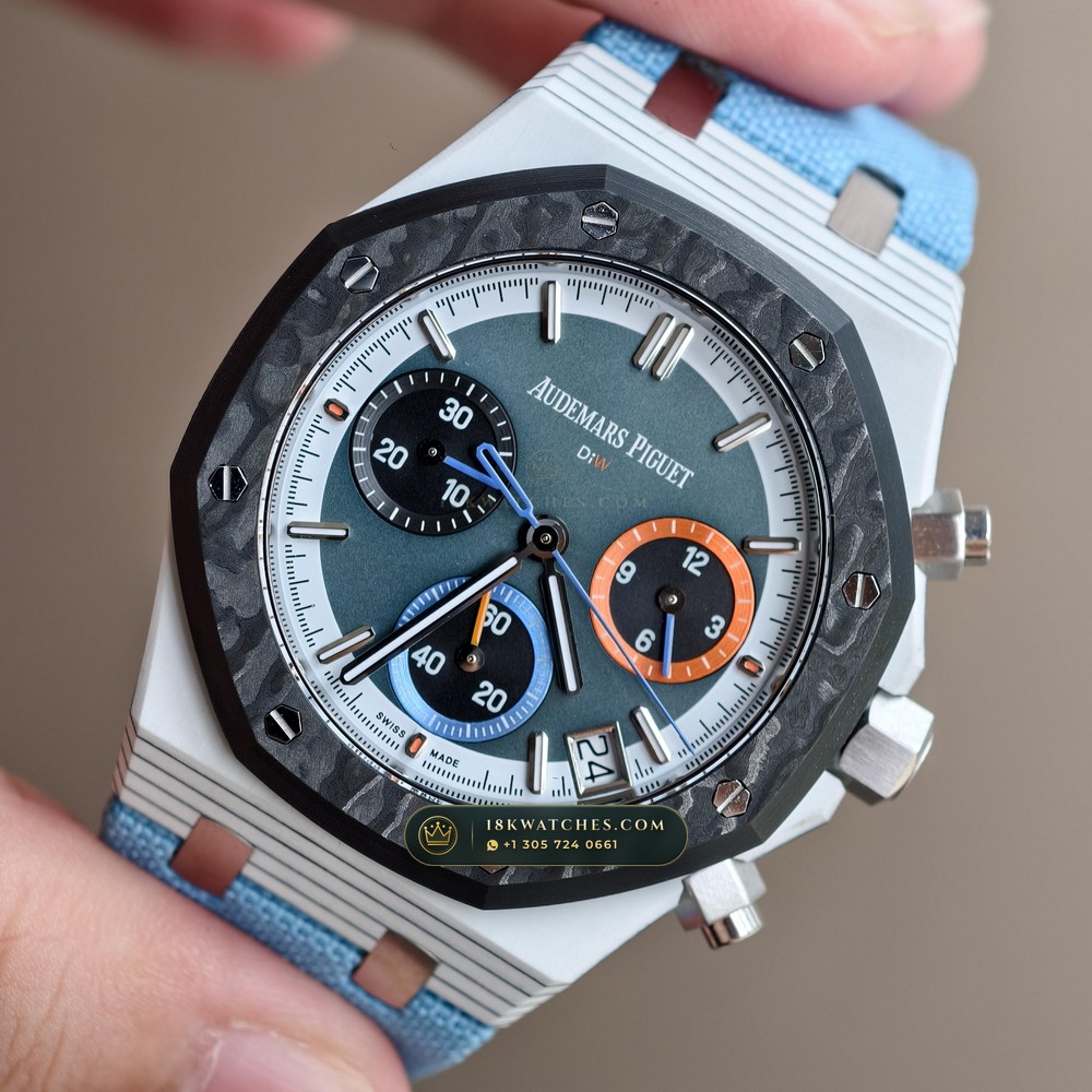 Audemars Piguet Royal Oak Selfwinding Chronograph 41mm DiW Carbon Racer Edition 5-Axis CNC Case Ref. 26240 — Studio Gallery Plate III in Forged Carbon TPT & Titanium (65.9g Verified Mass, Audemars Piguet Cal. 4401 Flyback Chronograph)