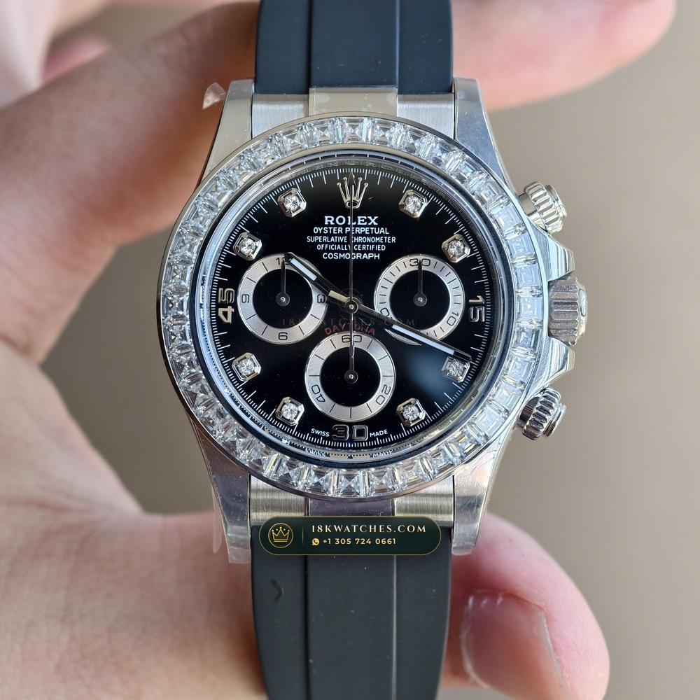 Rolex Cosmograph Daytona Diamond-Set Bezel 18K White Gold Ref. 116519LN