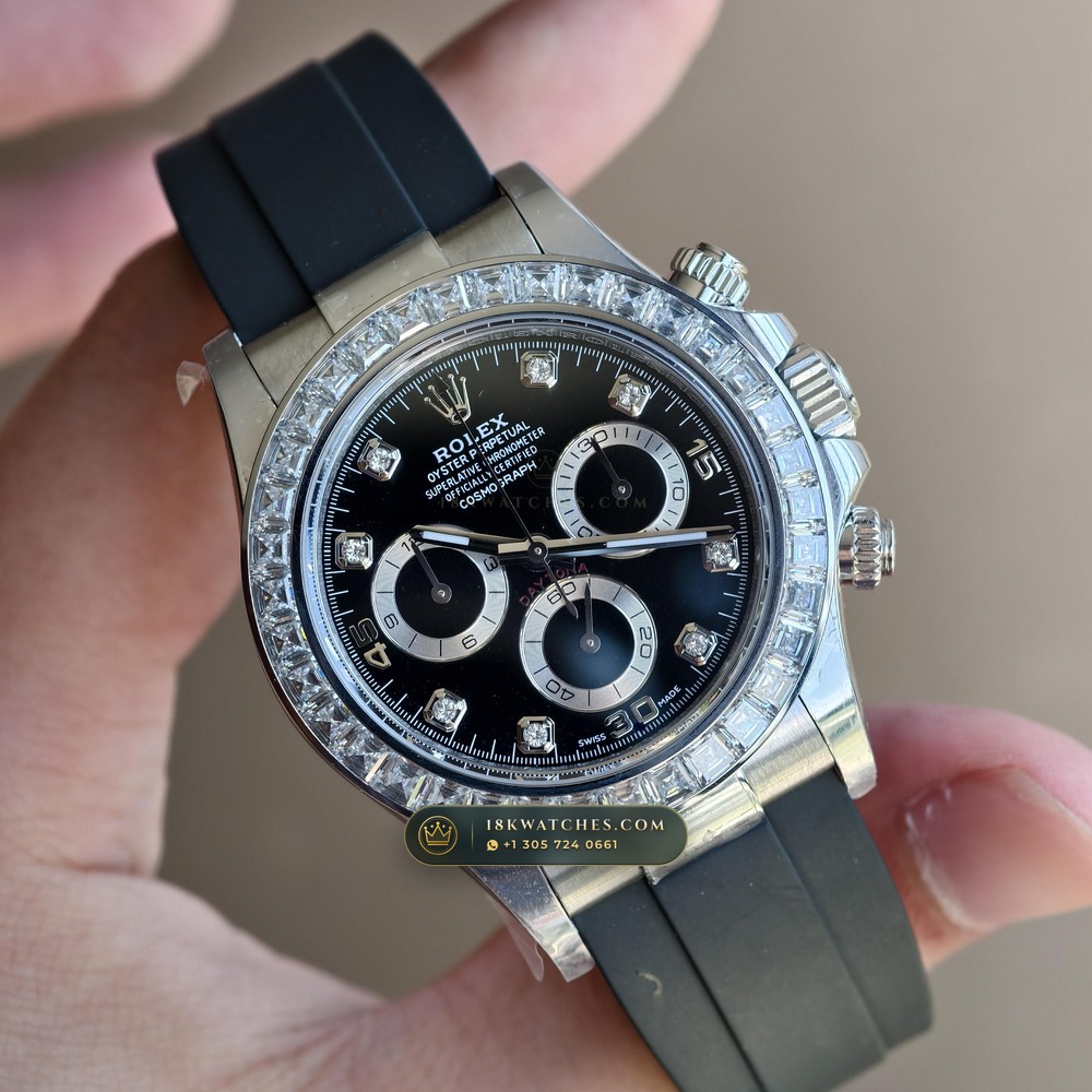 Rolex Cosmograph Daytona Diamond-Set Bezel 18K White Gold Ref. 116519LN — Studio Gallery Plate II in 18K White Gold Au750 (170.0g Verified Mass, Rolex Manufacture Cal. 4130 - 72h Power Reserve)