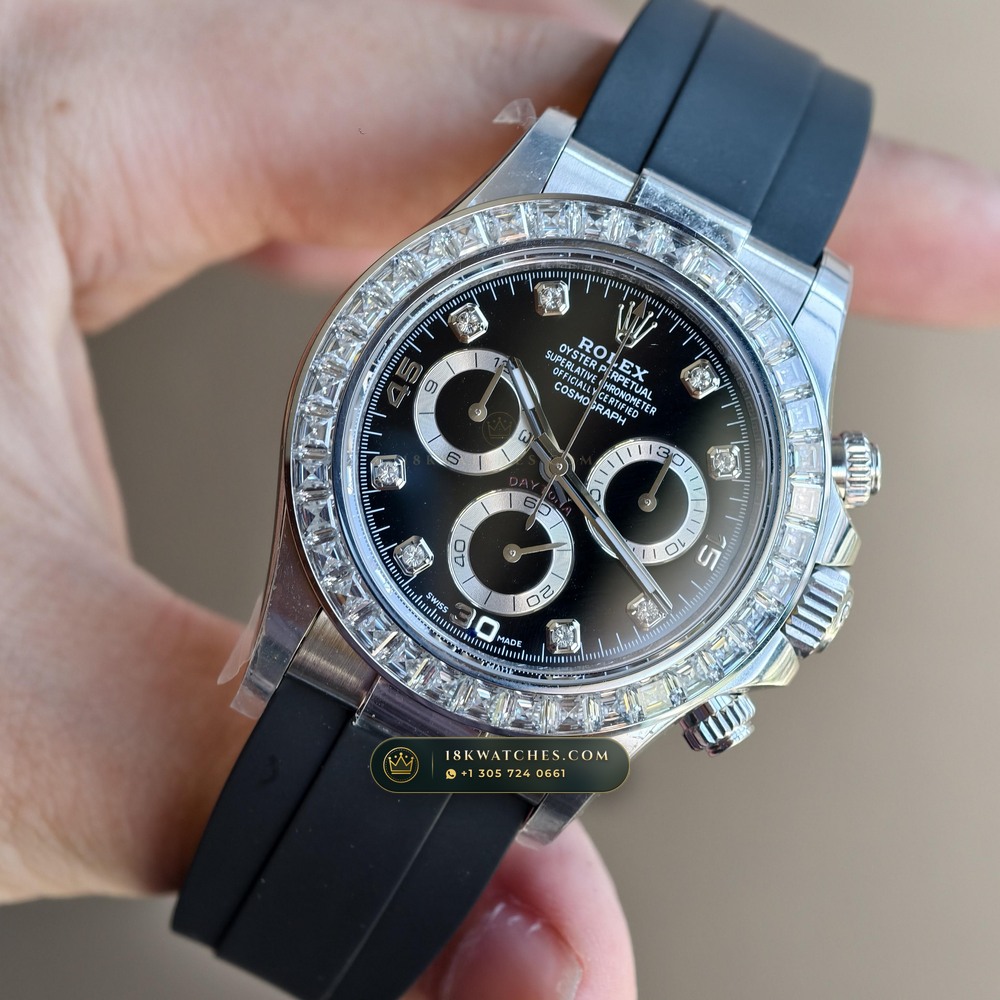 Rolex Cosmograph Daytona Diamond-Set Bezel 18K White Gold Ref. 116519LN — Studio Gallery Plate III in 18K White Gold Au750 (170.0g Verified Mass, Rolex Manufacture Cal. 4130 - 72h Power Reserve)