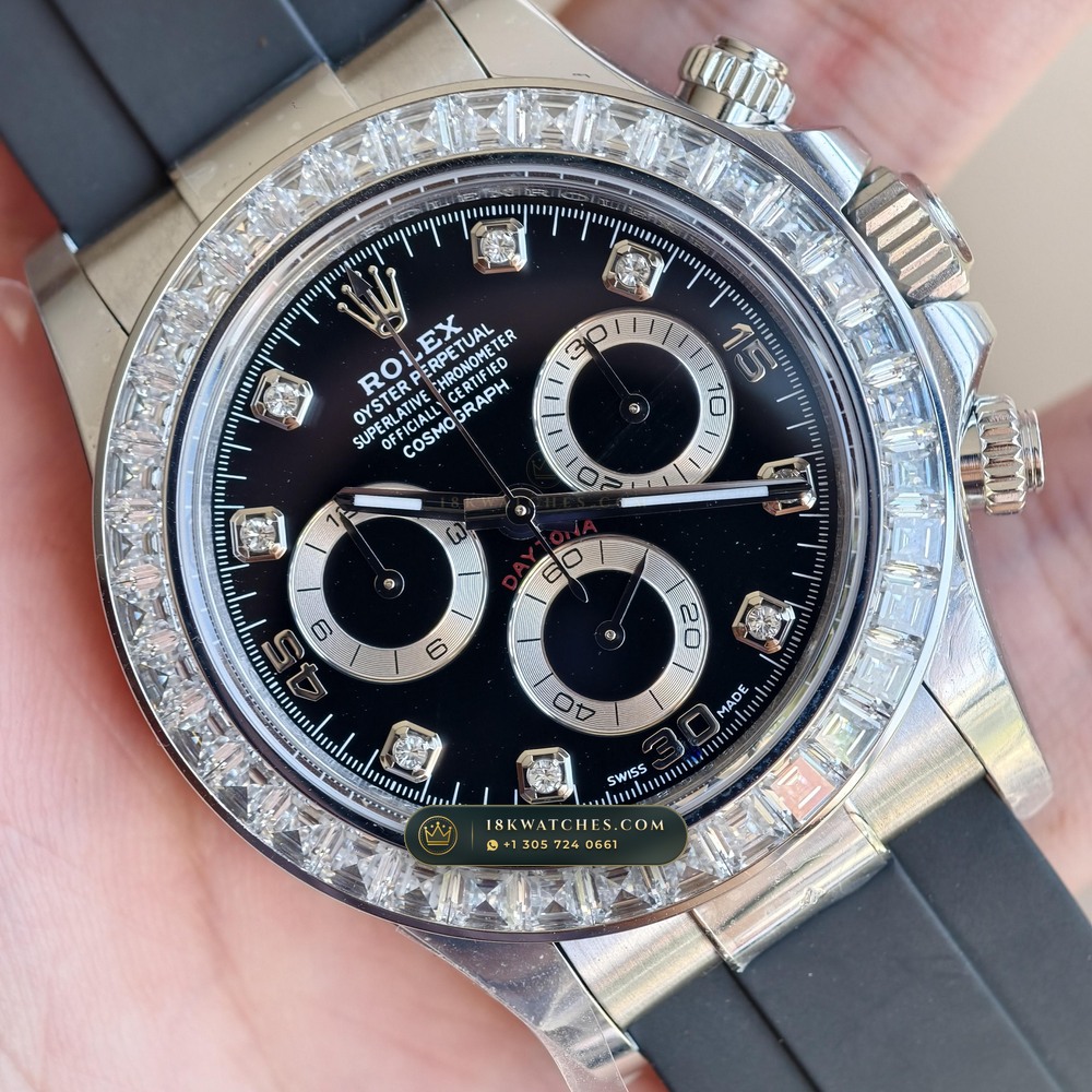 Rolex Cosmograph Daytona Diamond-Set Bezel 18K White Gold Ref. 116519LN — Studio Gallery Plate IV in 18K White Gold Au750 (170.0g Verified Mass, Rolex Manufacture Cal. 4130 - 72h Power Reserve)