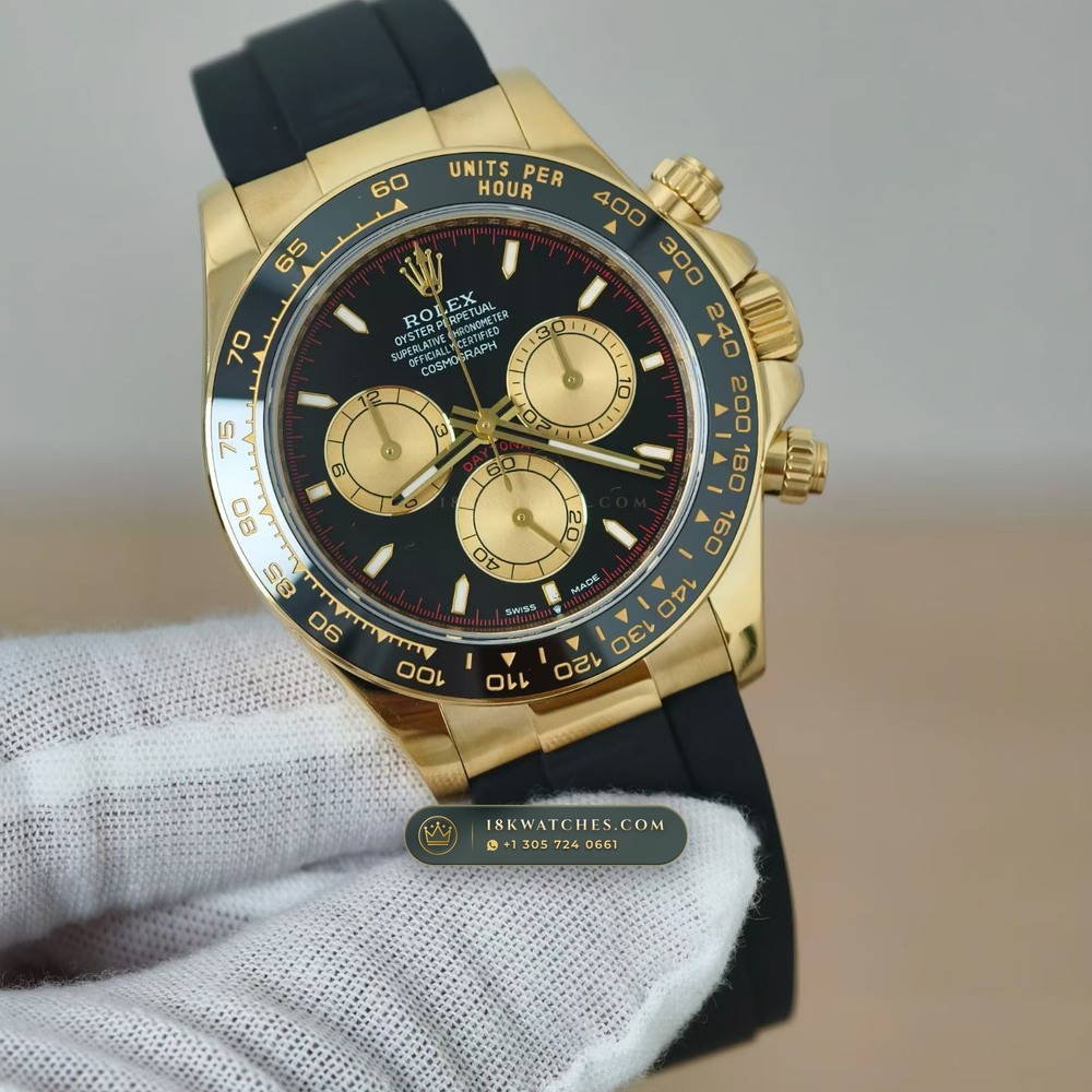 Rolex Cosmograph Daytona 18K Yellow Gold Free-Sprung Calibre Ref. 126518LN — Studio Gallery Plate II in 18K Yellow Gold Au750 (160.6g Verified Mass, Rolex Manufacture Cal. 4131 - 72h Power Reserve)