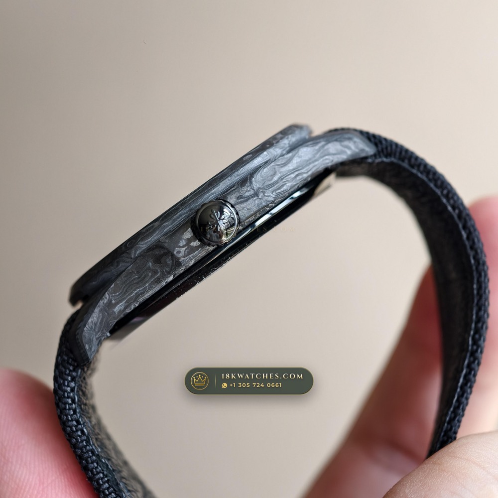 Patek Philippe Aquanaut 40.8mm Bespoke Forged Carbon Ref. 5167A-001 — Studio Gallery Plate V in Forged Carbon TPT & Titanium (64.3g Verified Mass, Patek Philippe Cal. 324 S C - 21K Gold Rotor)