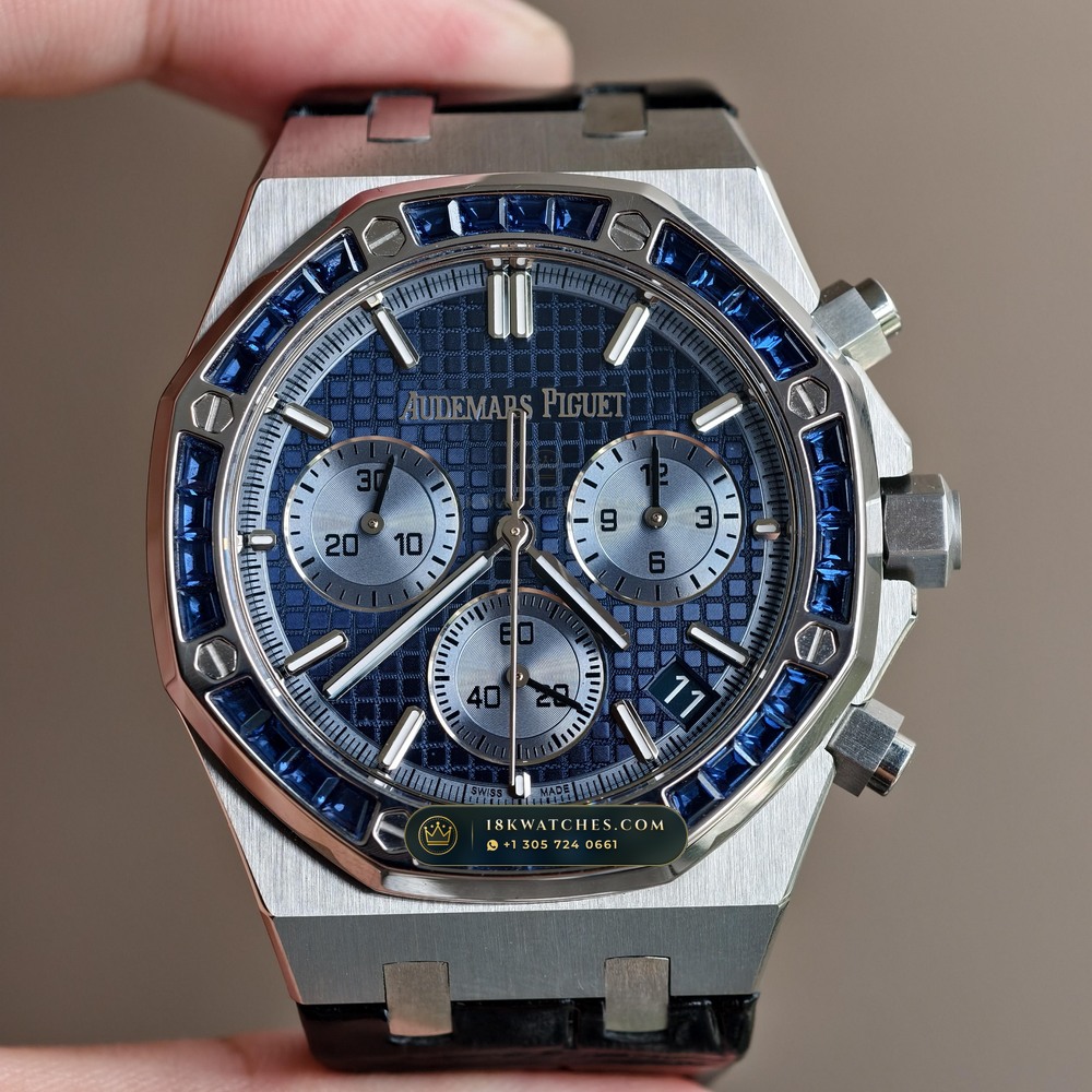 Audemars Piguet Royal Oak Selfwinding Chronograph 41mm Diamond-Set Bezel 18K White Gold Ref. 26240BC.SS.1320BC.01