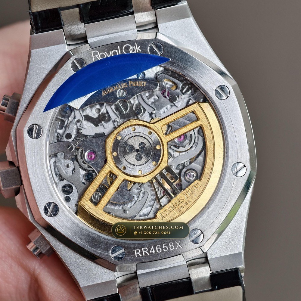 Audemars Piguet Royal Oak Selfwinding Chronograph 41mm Diamond-Set Bezel 18K White Gold Ref. 26240BC.SS.1320BC.01 — Studio Gallery Plate VII in 18K White Gold Au750 (158.7g Verified Mass, Audemars Piguet Cal. 4401 Flyback Chronograph)