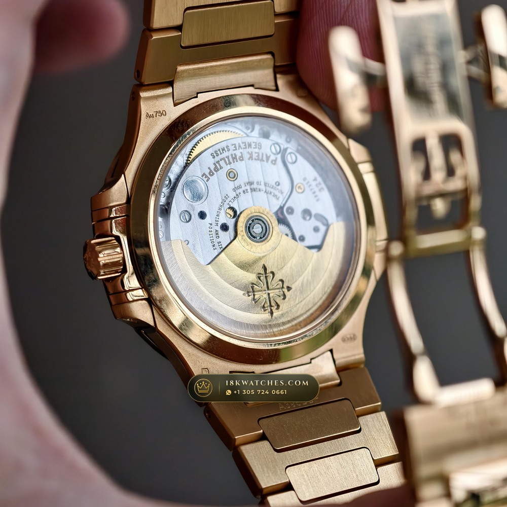 Patek Philippe Nautilus Ladies Automatic 18K Rose Gold Ref. 7118/1R — Studio Gallery Plate VIII in 18K Rose Gold Au750 (145.9g Verified Mass, Patek Philippe Cal. 324 S C - 21K Gold Rotor)
