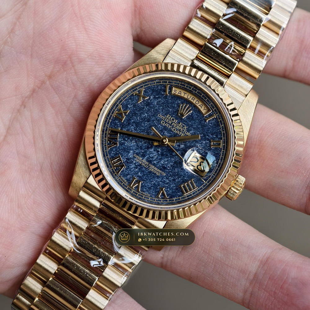 Rolex Day-Date 36 Natural Ferrite Stone Dial 18K Yellow Gold Ref. 18238 — Studio Gallery Plate III in 18K Yellow Gold Au750 (141.5g Verified Mass, Rolex Manufacture Cal. 3155)