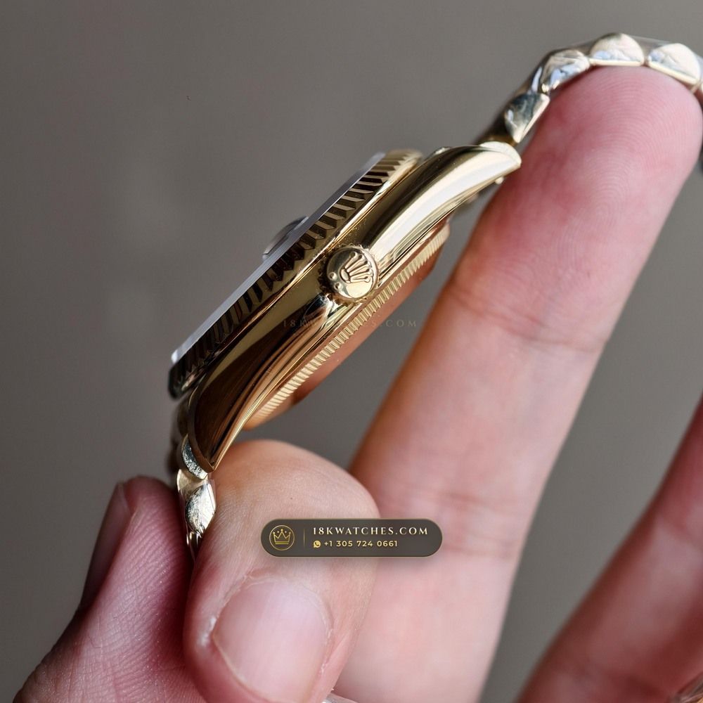 Rolex Day-Date 36 Natural Ferrite Stone Dial 18K Yellow Gold Ref. 18238 — Studio Gallery Plate V in 18K Yellow Gold Au750 (141.5g Verified Mass, Rolex Manufacture Cal. 3155)