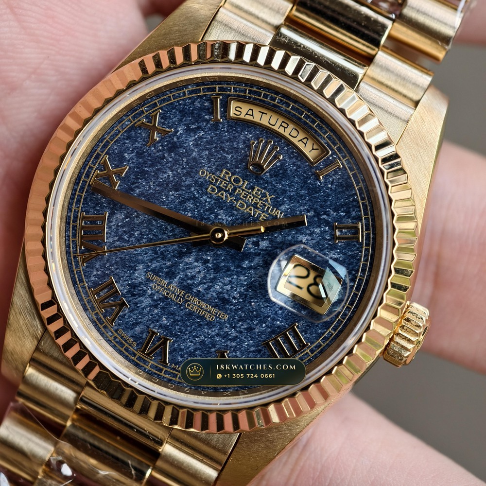 Rolex Day-Date 36 Natural Ferrite Stone Dial 18K Yellow Gold Ref. 18238 — Studio Gallery Plate VII in 18K Yellow Gold Au750 (141.5g Verified Mass, Rolex Manufacture Cal. 3155)