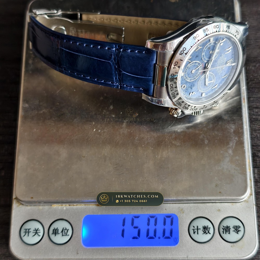 Rolex Cosmograph Daytona Blue Sodalite Stone Dial 18K White Gold Ref. 116589SACI — Studio Gallery Plate IX in 18K White Gold Au750 (153.2g Verified Mass, Rolex Manufacture Cal. 4130 - 72h Power Reserve)
