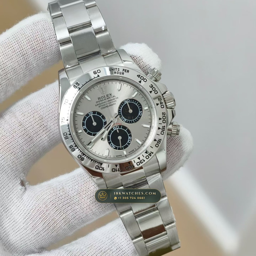 Rolex Cosmograph Daytona 18K White Gold Geneva Atelier Spec Ref. 126509 — Studio Gallery Plate II in 18K White Gold Au750 (216.2g Verified Mass, Rolex Manufacture Cal. 4131 - 72h Power Reserve)