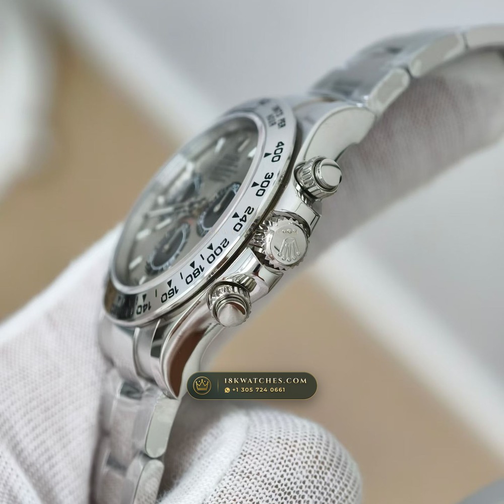 Rolex Cosmograph Daytona 18K White Gold Geneva Atelier Spec Ref. 126509 — Studio Gallery Plate V in 18K White Gold Au750 (216.2g Verified Mass, Rolex Manufacture Cal. 4131 - 72h Power Reserve)