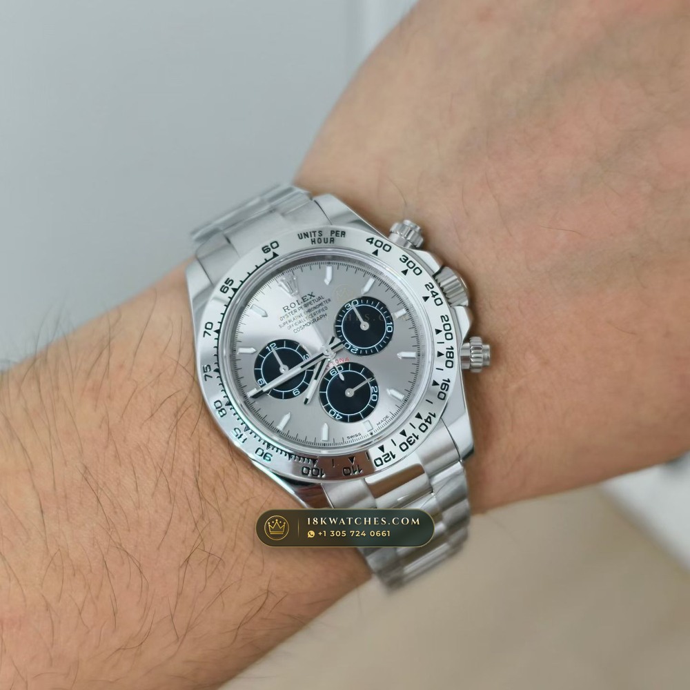 Rolex Cosmograph Daytona 18K White Gold Geneva Atelier Spec Ref. 126509 — Studio Gallery Plate IX in 18K White Gold Au750 (216.2g Verified Mass, Rolex Manufacture Cal. 4131 - 72h Power Reserve)
