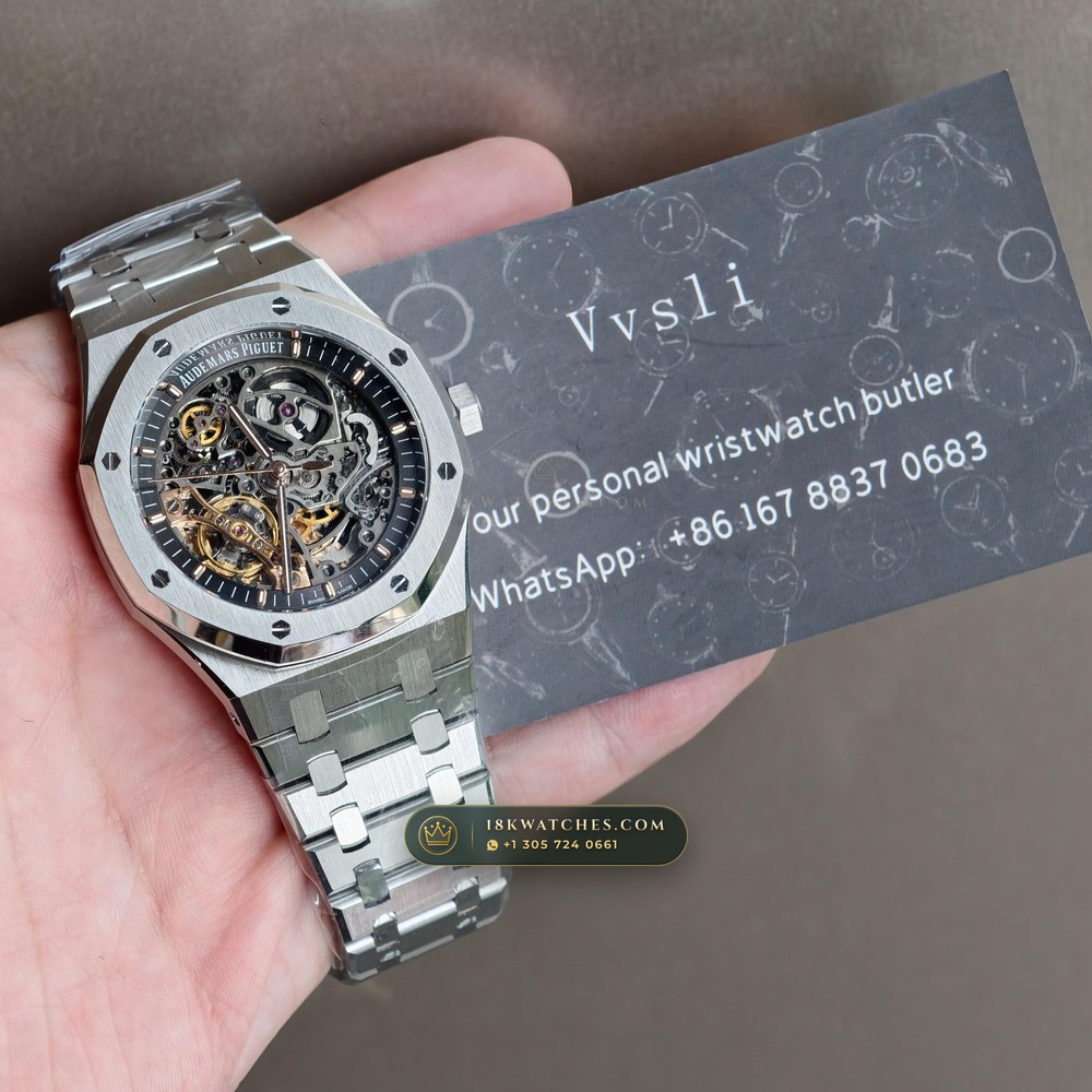 Audemars Piguet Royal Oak Double Balance Wheel Openworked 41mm Ref. 15407ST.OO.1220ST.01 — Studio Gallery Plate X in 904L Stainless Steel Custom Architecture (162.3g Verified Mass, Audemars Piguet Cal. 3132 Dual-Balance Openworked)