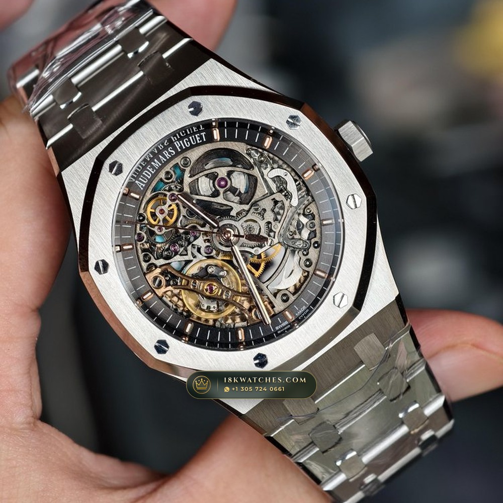 Audemars Piguet Royal Oak Double Balance Wheel Openworked 41mm Ref. 15407ST.OO.1220ST.01 — Studio Gallery Plate II in 904L Stainless Steel Custom Architecture (162.3g Verified Mass, Audemars Piguet Cal. 3132 Dual-Balance Openworked)