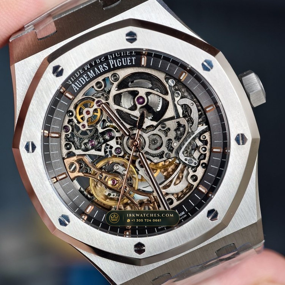 Audemars Piguet Royal Oak Double Balance Wheel Openworked 41mm Ref. 15407ST.OO.1220ST.01 — Studio Gallery Plate IV in 904L Stainless Steel Custom Architecture (162.3g Verified Mass, Audemars Piguet Cal. 3132 Dual-Balance Openworked)