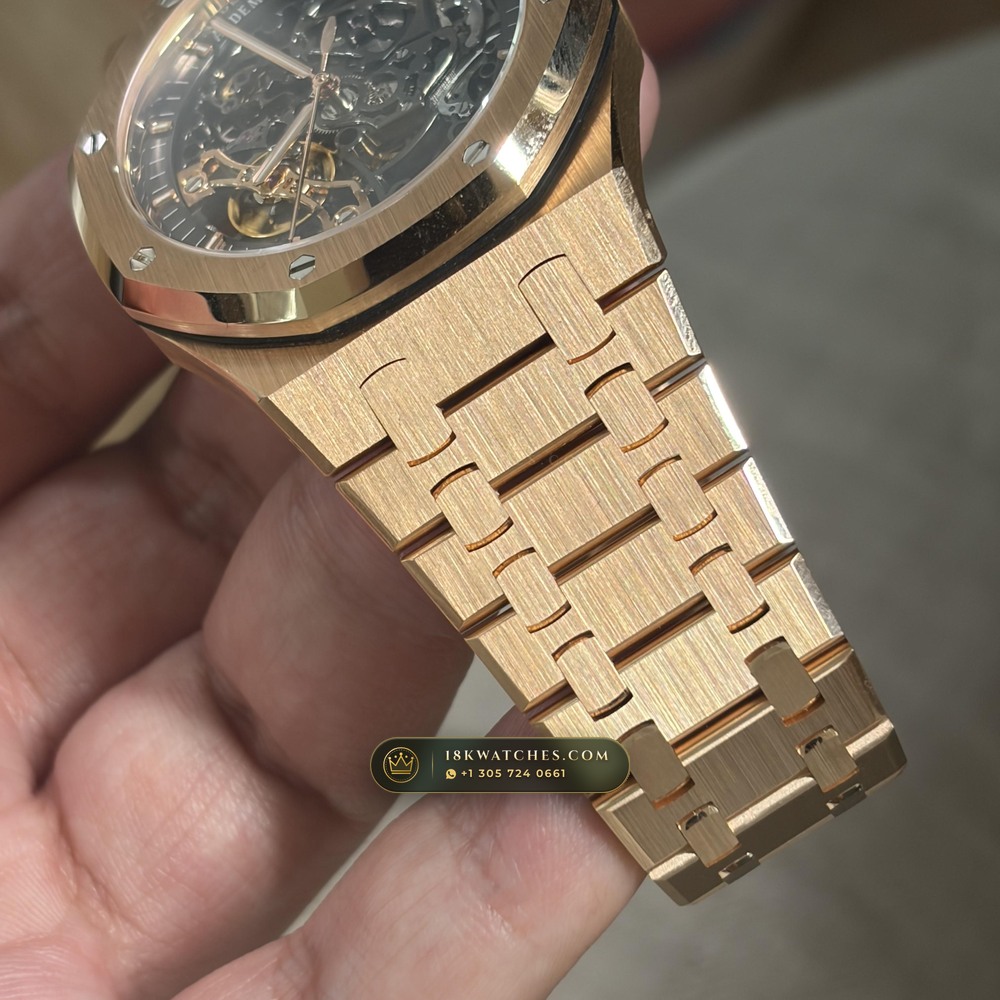 Audemars Piguet Royal Oak Double Balance Wheel Openworked 41mm 18K Rose Gold Ref. 15407OR.OO.1220OR.01 — Studio Gallery Plate V in 18K Rose Gold Au750 (224.8g Verified Mass, Audemars Piguet Cal. 3132 Dual-Balance Openworked)
