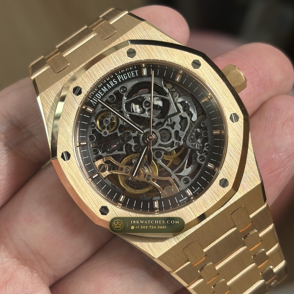 Audemars Piguet Royal Oak Double Balance Wheel Openworked 41mm 18K Rose Gold Ref. 15407OR.OO.1220OR.01 — Studio Gallery Plate VI in 18K Rose Gold Au750 (224.8g Verified Mass, Audemars Piguet Cal. 3132 Dual-Balance Openworked)