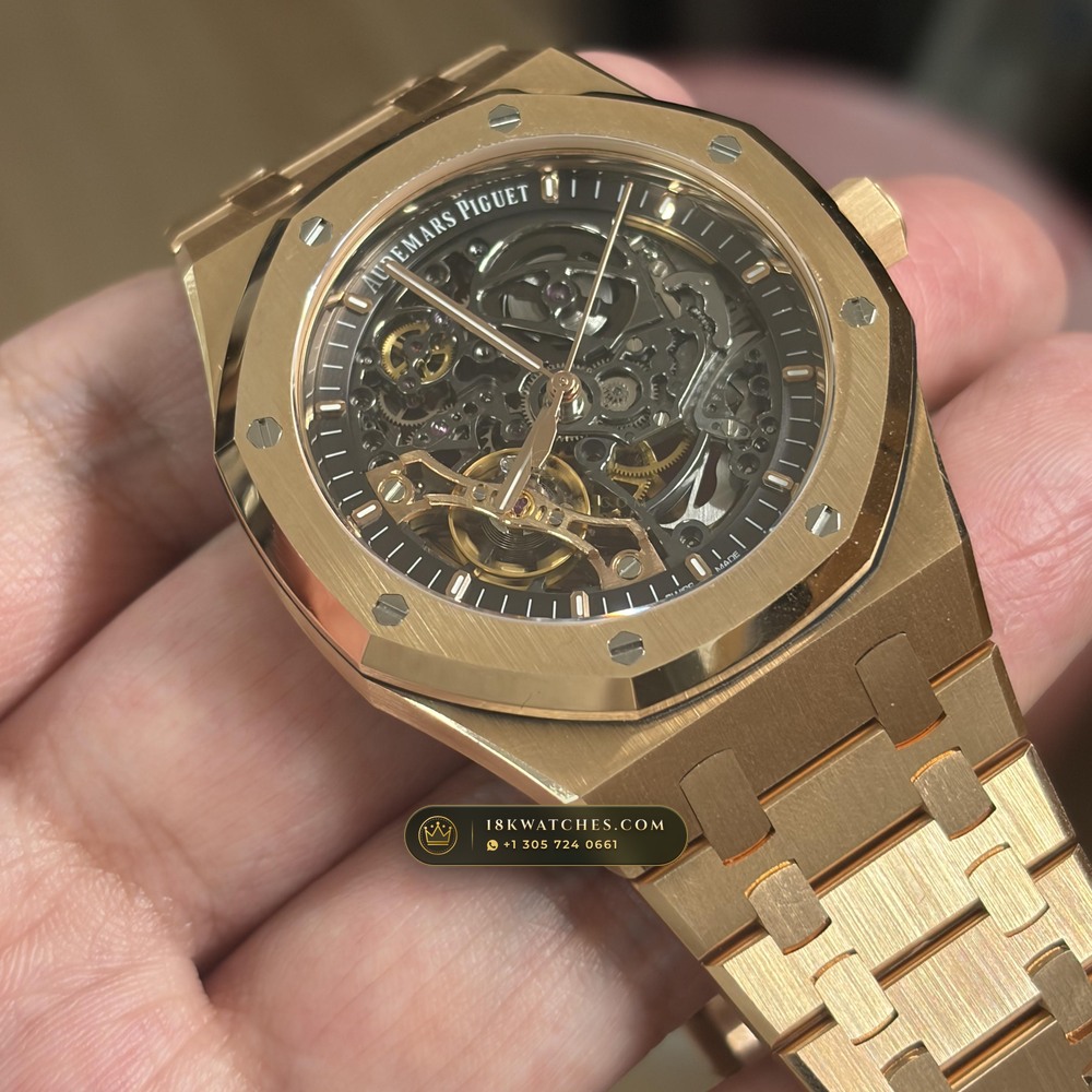 Audemars Piguet Royal Oak Double Balance Wheel Openworked 41mm 18K Rose Gold Ref. 15407OR.OO.1220OR.01 — Studio Gallery Plate VII in 18K Rose Gold Au750 (224.8g Verified Mass, Audemars Piguet Cal. 3132 Dual-Balance Openworked)
