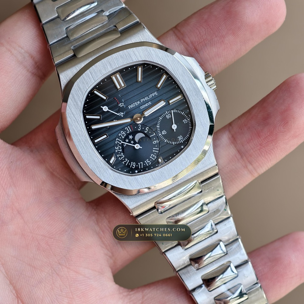 Patek Philippe Nautilus Moonphase & Power Reserve Custom SW Dial Free-Sprung Calibre Ref. 5712/1A — Studio Gallery Plate II in 904L Stainless Steel Custom Architecture (116.3g Verified Mass, Patek Philippe Cal. 240 PS IRM C LU - 22K Gold Micro-Rotor)