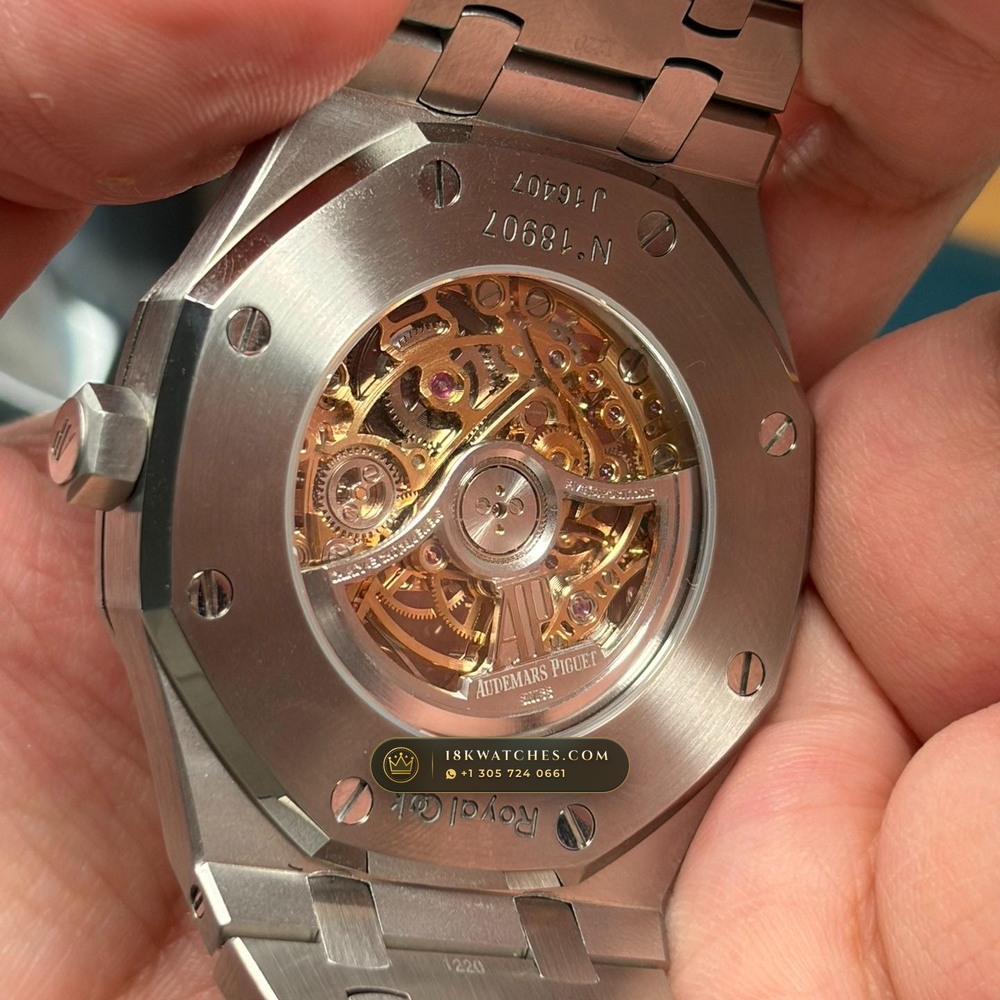 Audemars Piguet Royal Oak Double Balance Wheel Openworked 41mm Salmon Dial 5-Axis CNC Case Ref. 15407ST.OO.1220ST.02 — Studio Gallery Plate VI in 904L Stainless Steel Custom Architecture (161.8g Verified Mass, Audemars Piguet Cal. 3132 Dual-Balance Openworked)