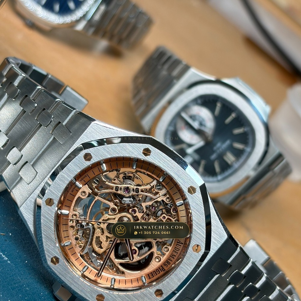 Audemars Piguet Royal Oak Double Balance Wheel Openworked 41mm Salmon Dial 5-Axis CNC Case Ref. 15407ST.OO.1220ST.02 — Studio Gallery Plate VIII in 904L Stainless Steel Custom Architecture (161.8g Verified Mass, Audemars Piguet Cal. 3132 Dual-Balance Openworked)