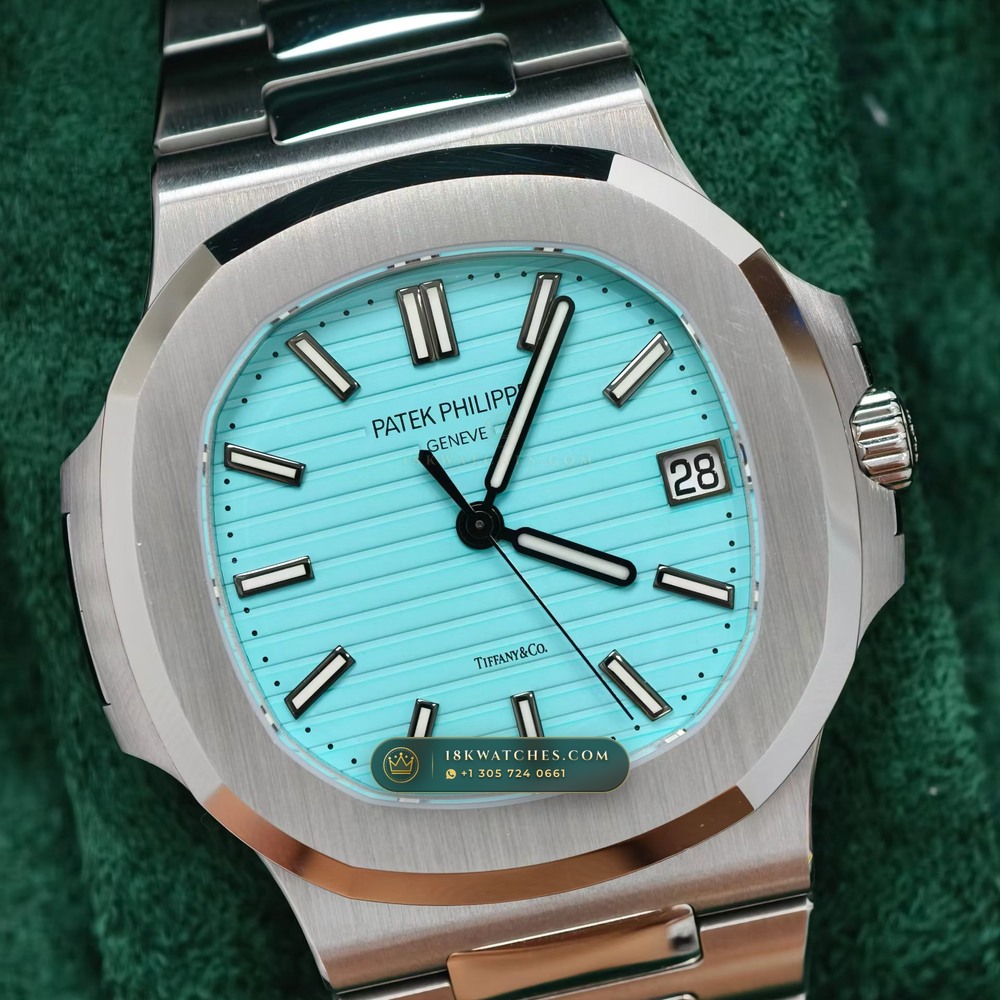 Patek Philippe Nautilus Self-Winding Tiffany Blue Dial Ref. 5711/1A-018 — Studio Gallery Plate II in 904L Stainless Steel Custom Architecture (114.6g Verified Mass, Patek Philippe Cal. 26-330 S C / Cal. 324 S C - 21K Gold Rotor)