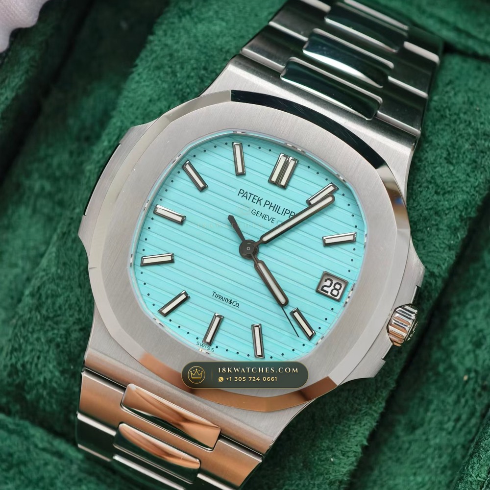 Patek Philippe Nautilus Self-Winding Tiffany Blue Dial Ref. 5711/1A-018 — Studio Gallery Plate III in 904L Stainless Steel Custom Architecture (114.6g Verified Mass, Patek Philippe Cal. 26-330 S C / Cal. 324 S C - 21K Gold Rotor)