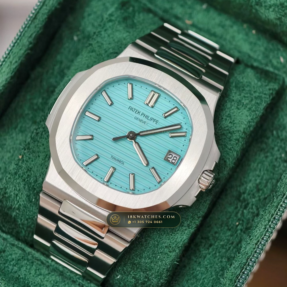 Patek Philippe Nautilus Self-Winding Tiffany Blue Dial Ref. 5711/1A-018 — Studio Gallery Plate IV in 904L Stainless Steel Custom Architecture (114.6g Verified Mass, Patek Philippe Cal. 26-330 S C / Cal. 324 S C - 21K Gold Rotor)